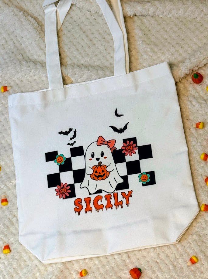 Personalized Halloween Trick-Or-Treat Tote Bags